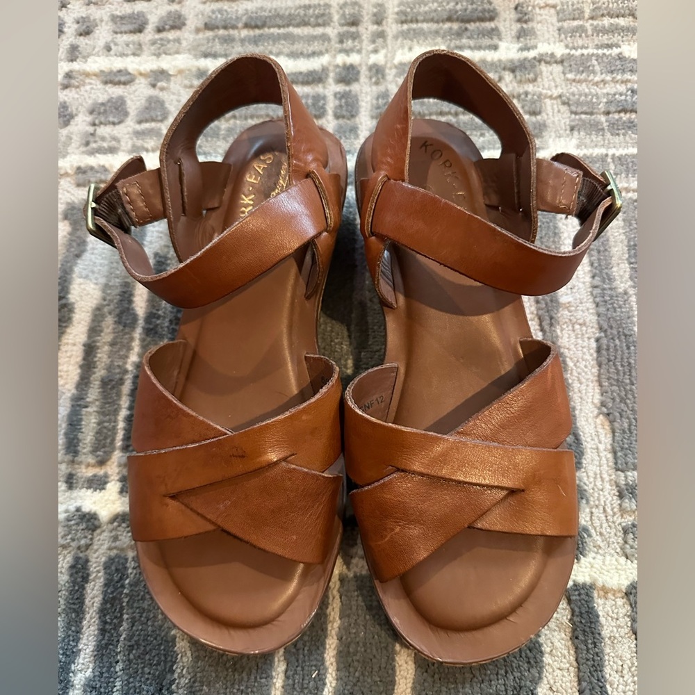 Kork-Ease Tan Leather Crisscross Sandals